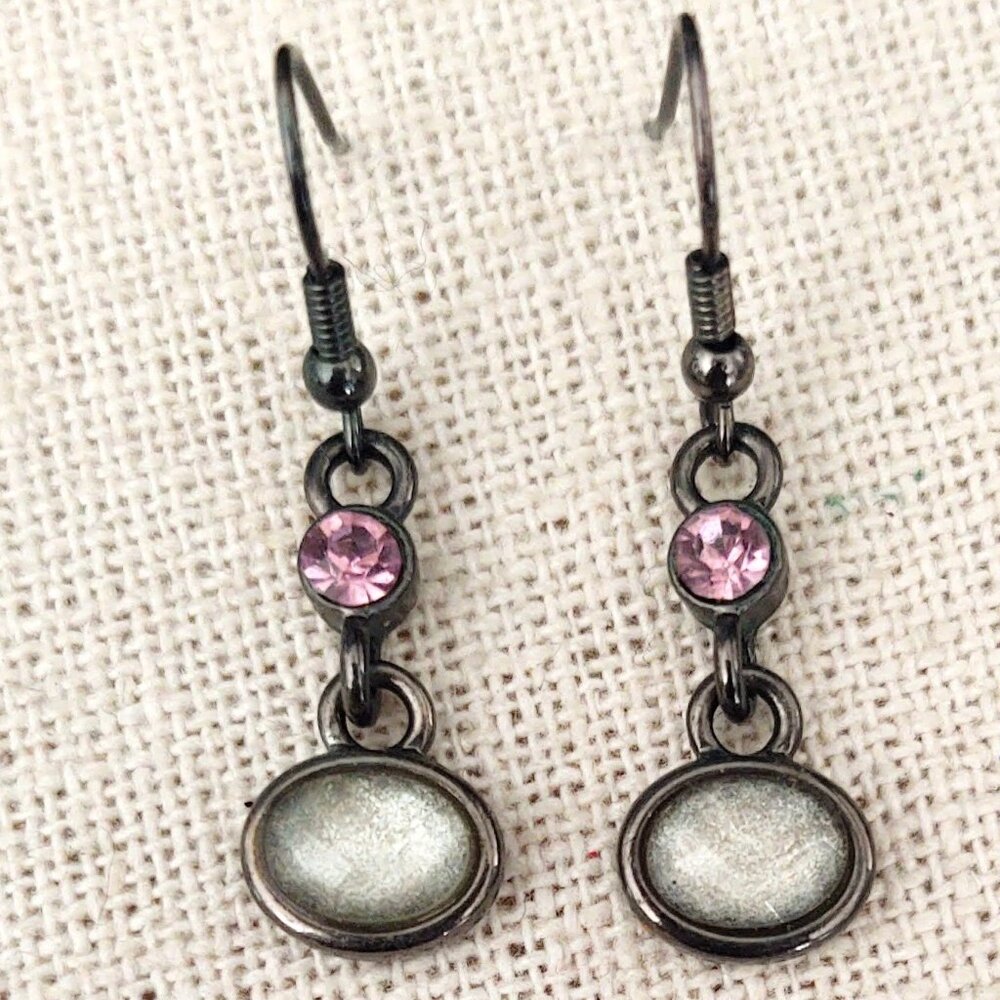 Pink and yellow bead drop earrings